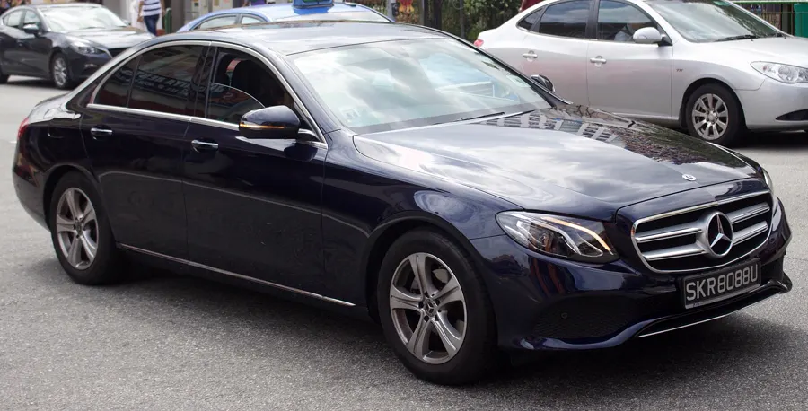 Blue Mercedes-Benz E 200