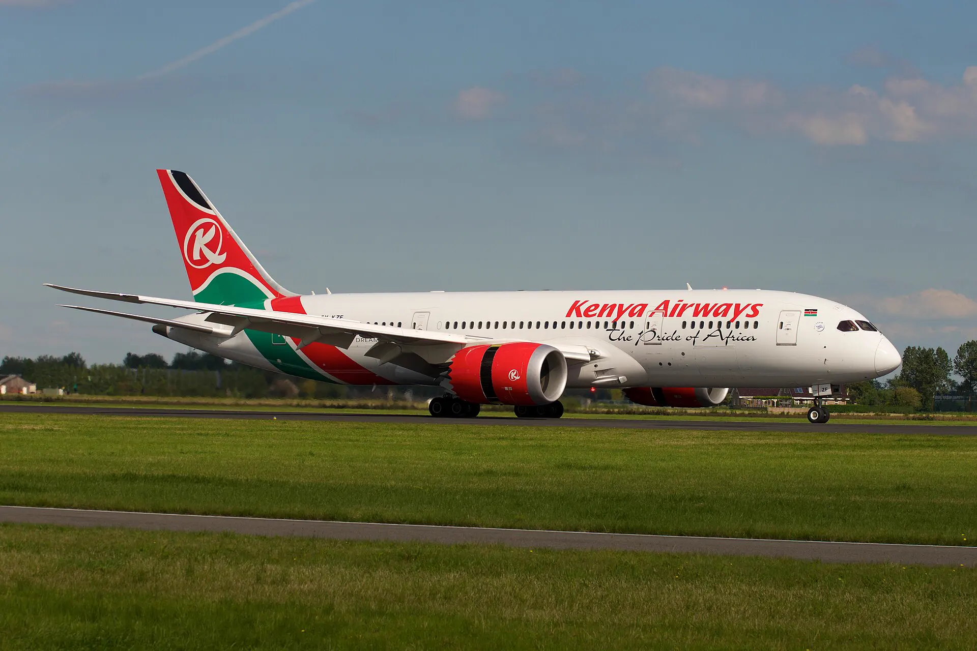 Kenya Airways Boeing 787 on the runway